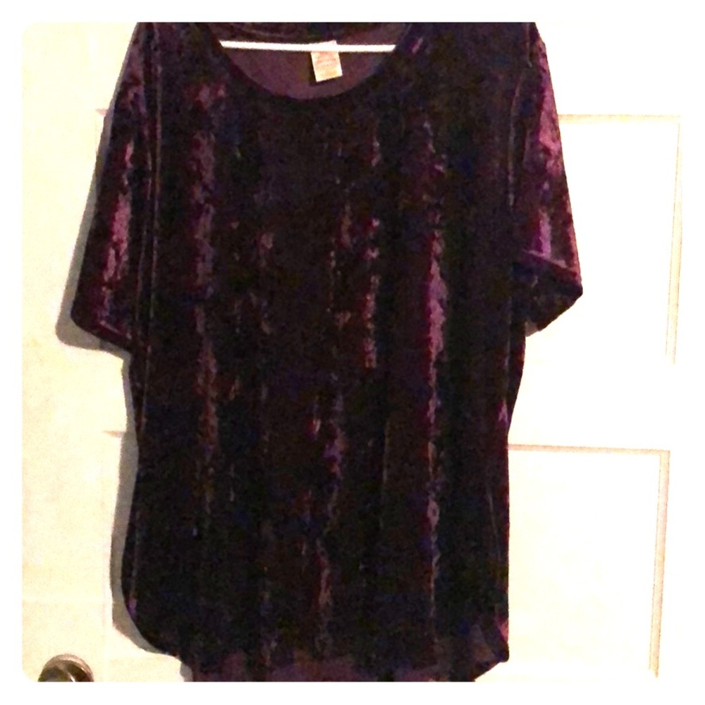 Royal purple crushed velvet short sleeve top